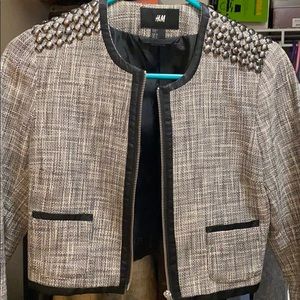 Cropped twill blazer